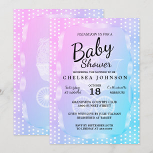 Baby Shower 👶 in a Gradient Pink, Purple and Blue Invitation