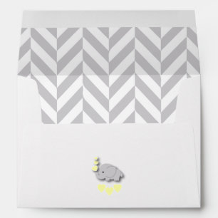 Baby Shower in Grey Chevron and Yellow Elephant Envelope