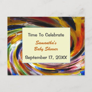 Baby Shower Invitaiton Gender Neutral Colourful Postcard