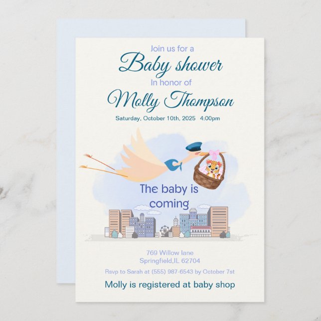 Baby shower invitation  (Front/Back)