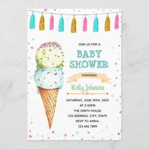 Baby shower invitation à la crème glacée jumeaux