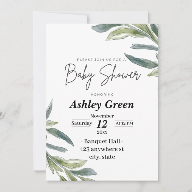 baby shower invitation à la verdure (Devant)