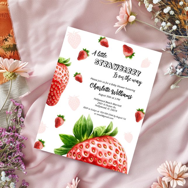 Baby Shower Invitation - A little Strawberry  (Baby shower Strawberry)