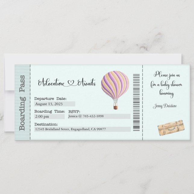 Baby Shower Invitation, Adventure Awaits Invitation (Front)