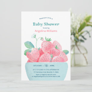 Baby shower invitation avec fraises mignonnes