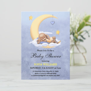 Baby shower invitation avec un adorable lapin.