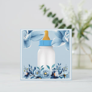 Baby Shower Invitation- Baby Bottle- Flowers Invitation