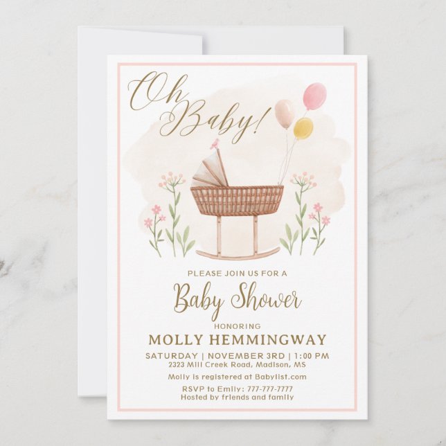 Baby Shower Invitation Baby Girl (Front)