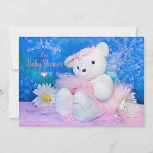 Baby Shower Invitation, BallerinaTeddy Bear Invitation