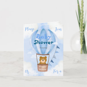 Baby shower invitation - Bear in hot air balloon