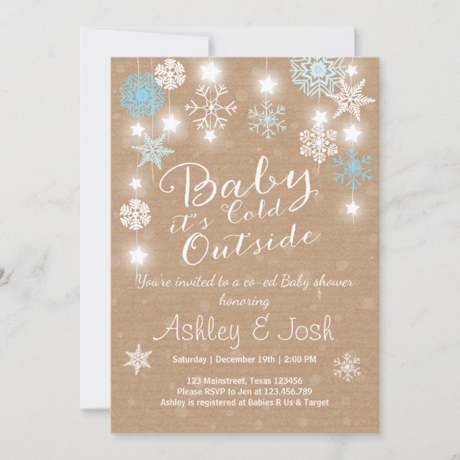 Baby shower invitation bébé il fait froid dehors G (Devant)