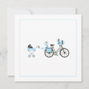 Baby Shower Invitation - Bicycle and Baby Carriage