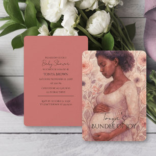 Baby Shower Invitation, Black Pregnant Woman Invitation