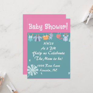 Baby Shower Invitation Blue and Pink
