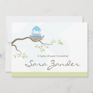 Baby Shower Invitation - Blue Baby Bird