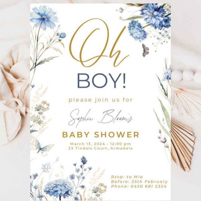Baby shower Invitation Boy Blue Design Modèle Ba (Créateur téléchargé)