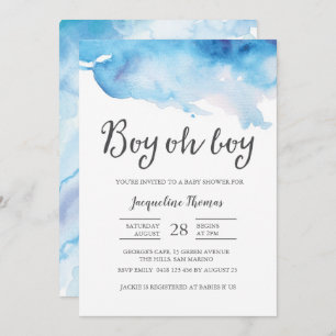 Baby Shower Invitation Boy oh boy watercolour
