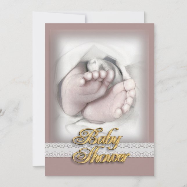Baby shower invitation croquis pieds bébé (Devant)
