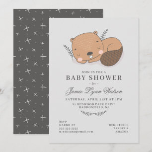 Baby shower Invitation de castor dormant