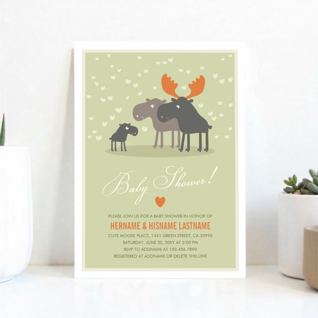 Baby shower Invitation de la famille Moose Deer (Créateur téléchargé)