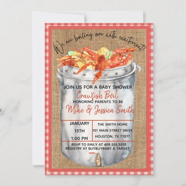 Baby shower Invitation des couples de langoustes (Devant)