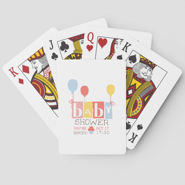 Baby Shower Invitation Design Template With Balloo Playing Cards (Back)