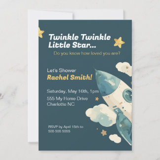 Baby shower Invitation Étoiles et thème spatial