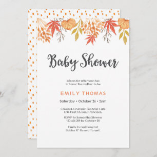 Baby Shower Invitation   Fall autumn florals
