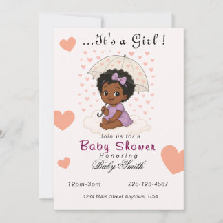 Baby shower invitation fille noire bouchée