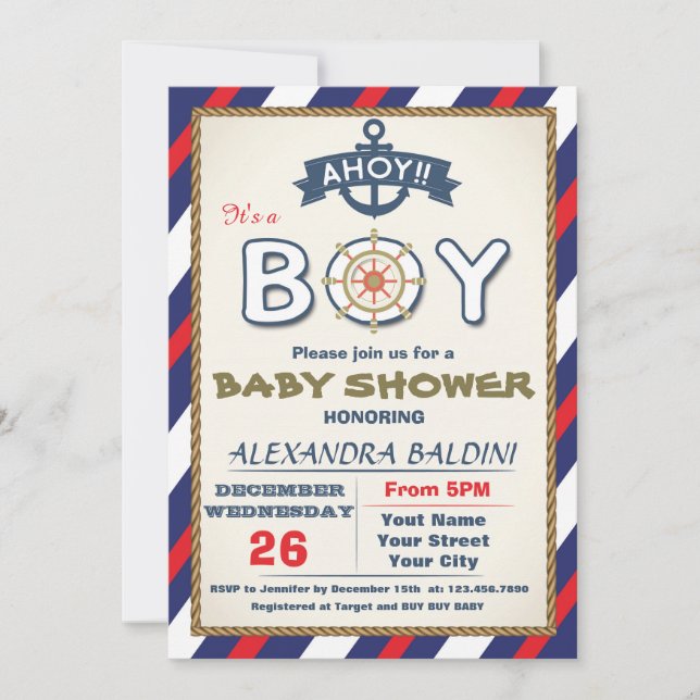 Baby Shower Invitation for a Boy (Front)