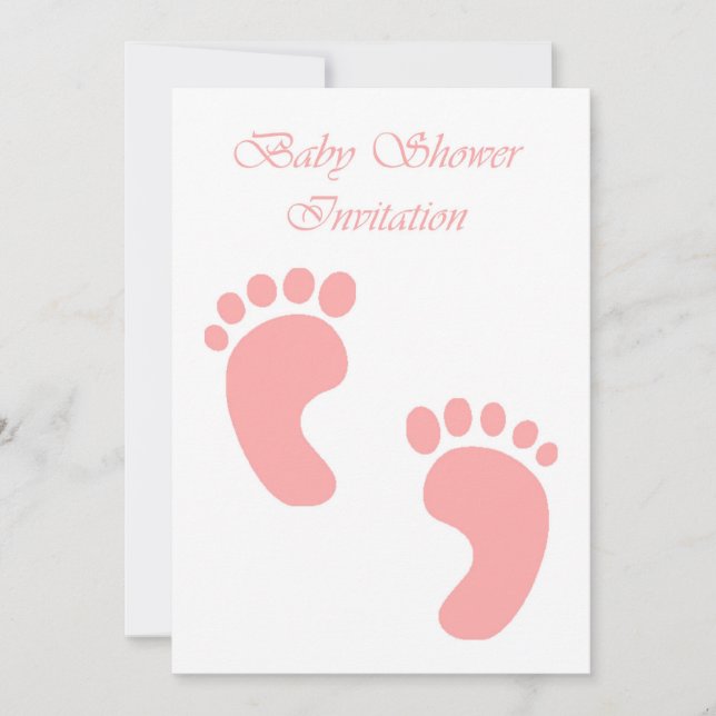 Baby Shower Invitation for girl with footprints (Front)