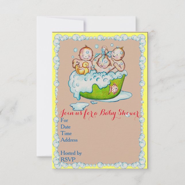 Baby shower invitation for triplets (Front)