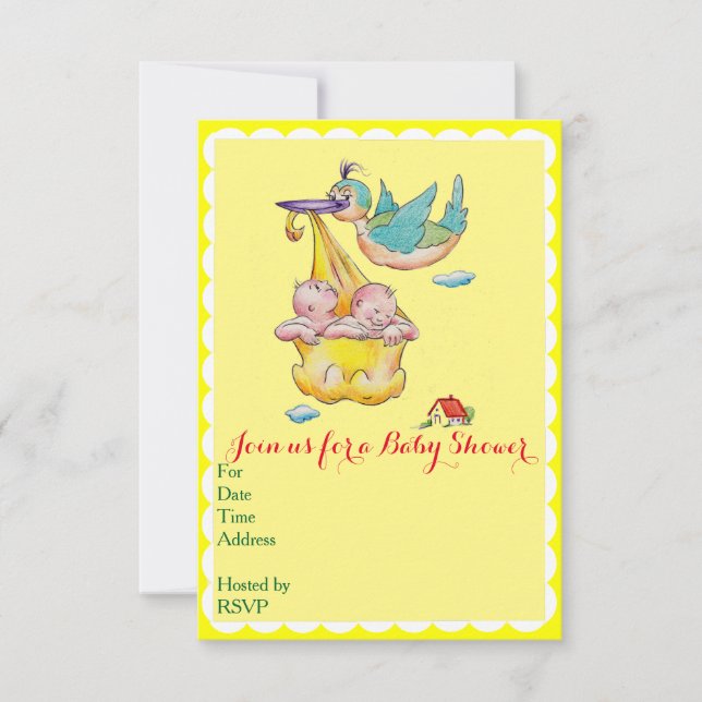 Baby shower invitation for twins (Front)