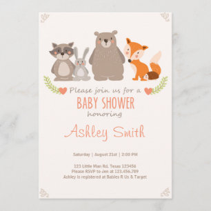 Baby shower invitation Forêt d'animaux
