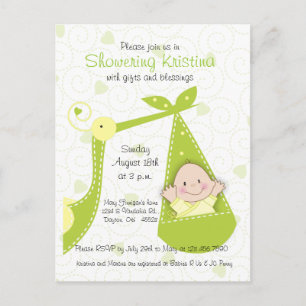 Baby Shower Invitation Gender Unknown with Stork