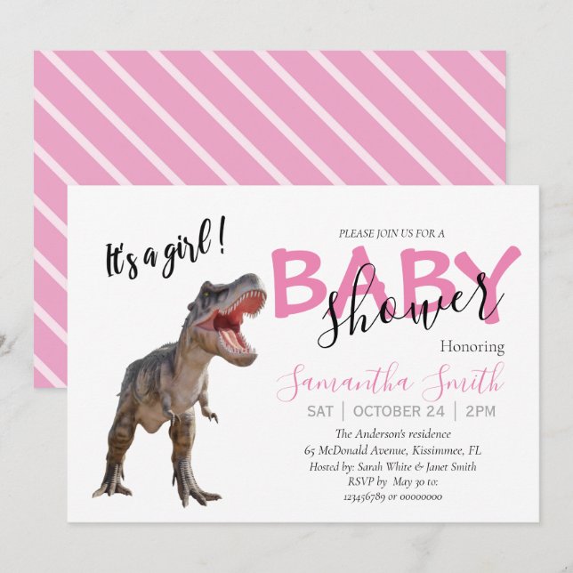 Baby Shower invitation, Girl Invitation (Front/Back)