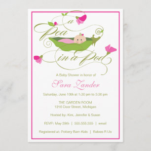 Baby Shower Invitation - Girl Pea in a Pod
