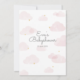 Baby shower invitation girl pink clouds