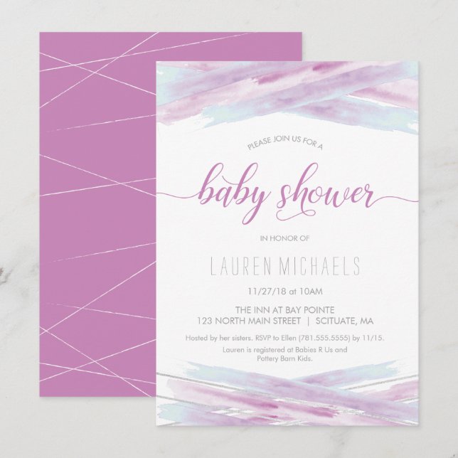 Baby Shower Invitation - Girl, Pink, Custom (Front/Back)