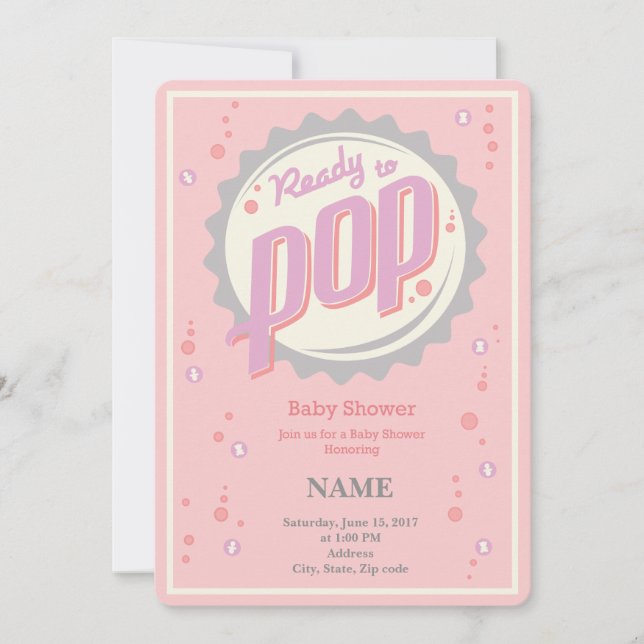 Baby Shower Invitation (Girl) - Ready to Pop (Front)