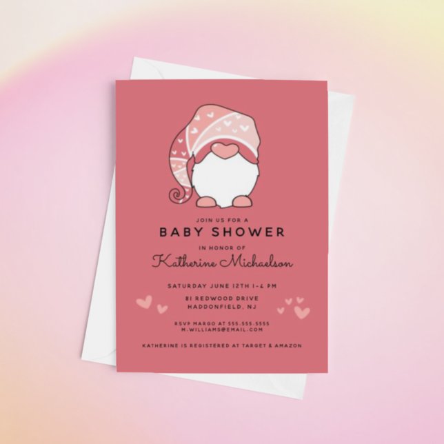 BABY SHOWER | Invitation Gnome & Cœurs (Créateur téléchargé)