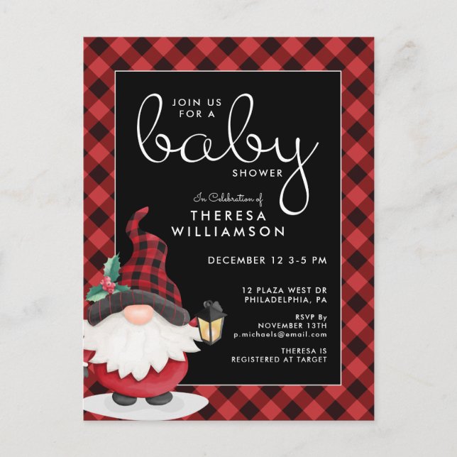 Baby shower | Invitation Gnome Holiday (Devant)