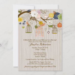 Baby Shower Invitation - Hanging Cages & Jars Wood