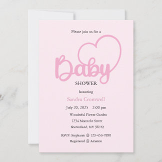 Baby Shower Invitation, Heart Script Baby Invitation