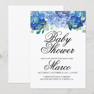 Baby shower invitation hydrangea