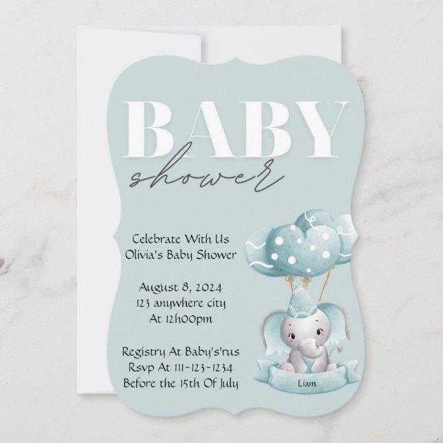 BABY SHOWER INVITATION IN BLUE COLOR (Front)