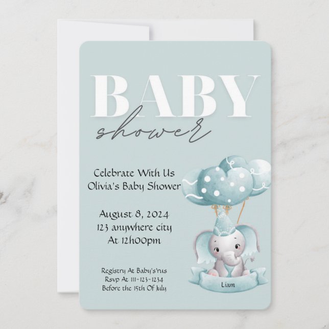 BABY SHOWER INVITATION IN BLUE COLOR (Front)