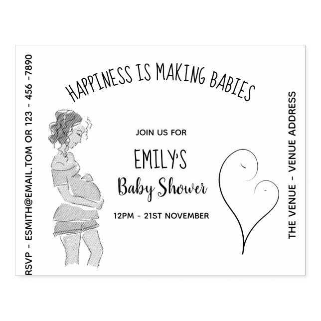 Baby SHOWER Invitation INK STAMP - DIY Pregnancy (Imprint)