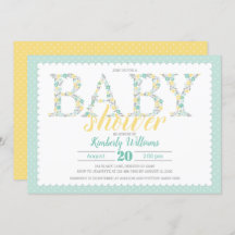 baby shower invitation jaune vert neutre pour les 