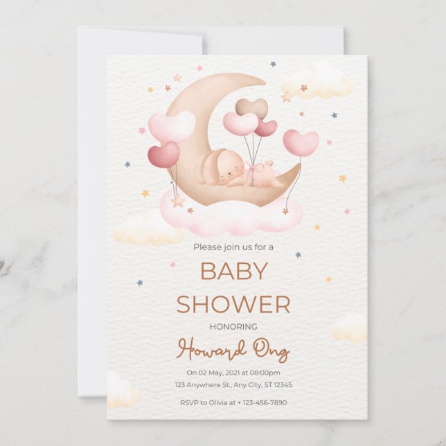 baby shower invitation lapin mignon (Devant)